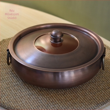 Réz forró fazék többrétegű alappal és réz fedővel, DSTY456 modell, kapacitás 4.1–6 L és 2.1–4 L, minden főzőfelülettel kompatibilis