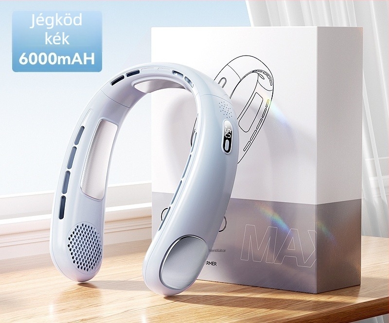 Öt sebességű penge nélküli nyakba akasztható ventilátor — hordozható USB-töltésű hűtés, hosszú üzemidő