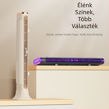 Pengé nélküli USB toronyventilátor falra akasztható vagy asztali kivitelben, beépített 1000–1200 mAh akkumulátor, 3 sebesség, csendes működés