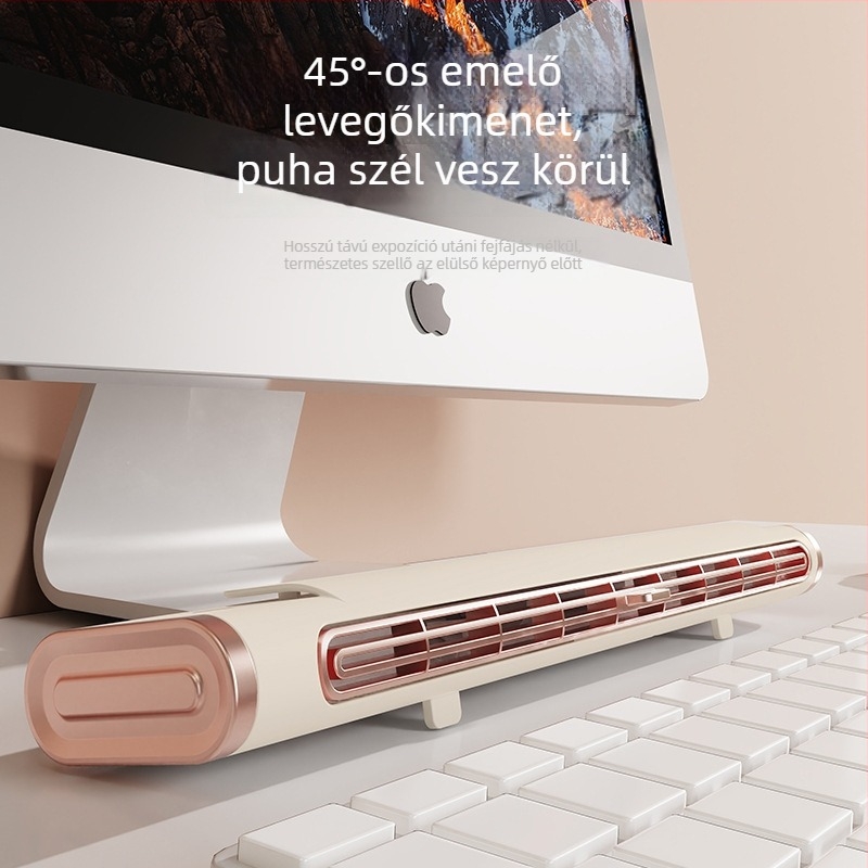 Pengé nélküli USB toronyventilátor falra akasztható vagy asztali kivitelben, beépített 1000–1200 mAh akkumulátor, 3 sebesség, csendes működés