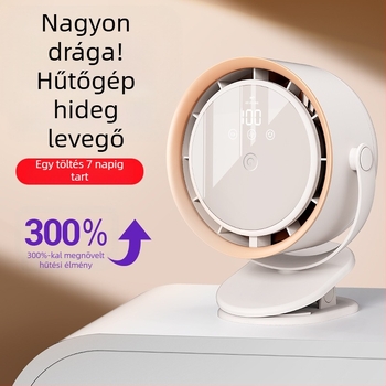 Csipeszes asztali ventilátor érintéses vezérléssel, beépített Li-ion akkumulátor (2000–4000 mAh), szénkefe nélküli motor, 5 sebesség, digitális kijelző