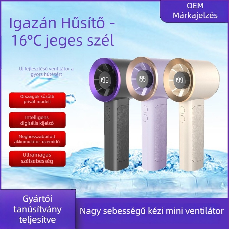 Pengé nélküli turbó mini hordozható USB újratölthető asztali és kézi ventilátor