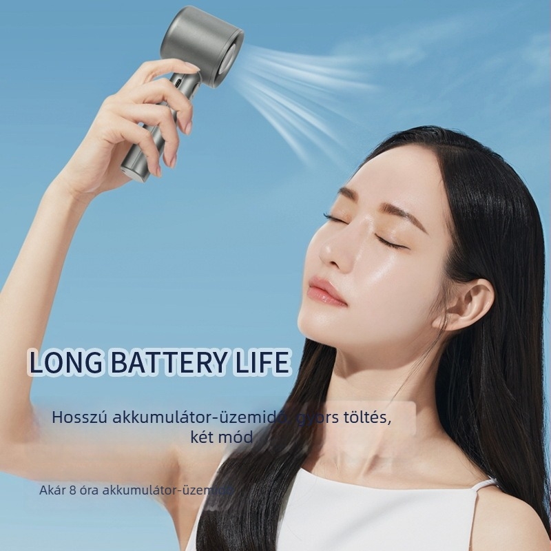 Kézben tartható USB-s bladeless turbina ventilátor, brushless motor, 5 sebesség, beépített 800–1000 mAh akkumulátor