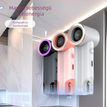 Kézi hordozható mini ventilátor 6+ lapáttal, kefe nélküli motor, beépített 2000-4000mAh akkumulátor USB töltéssel, 5 sebesség, digitális kijelző