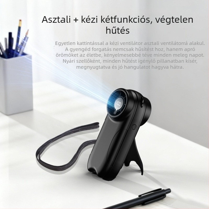 Lapát nélküli kézi ventilátor erős légárammal, asztali/asztali ventilátor, hordozható, beépített 2000–4000 mAh-s akkumulátor, hosszú üzemidejű
