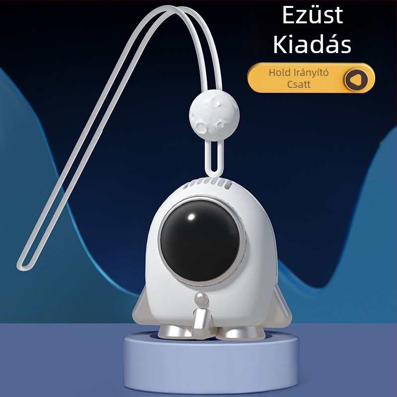 Nyakba akasztható penge nélküli ventilátor, USB tápegység, beépített 300–500 mAh akkumulátor, 2 sebesség, zaj 36 dB