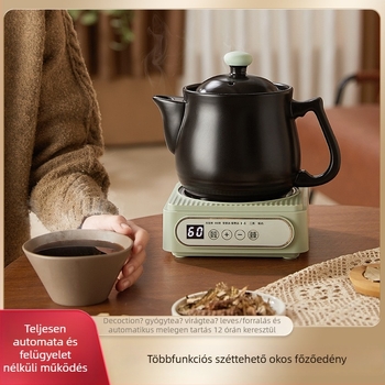 Kerámiából készült elektromos kaserola elektronikus termosztáttal, 600W, 220V, kerámia belső edény, egy személyre tervezve