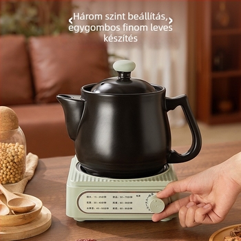 Kerámiából készült elektromos kaserola elektronikus termosztáttal, 600W, 220V, kerámia belső edény, egy személyre tervezve