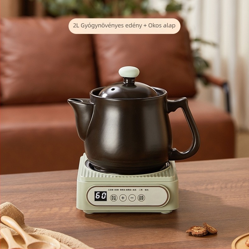 Kerámiából készült elektromos kaserola elektronikus termosztáttal, 600W, 220V, kerámia belső edény, egy személyre tervezve