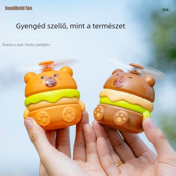 USB töltésű nyakventilátor, beépített akkumulátor 100-300 mAh, 2 lapát, capybara dizájn, zaj 70 dB vagy több, 3.7V 5W (USB töltés, akku 100-300 mAh, 3.7V, 5W, 2 lapát)
