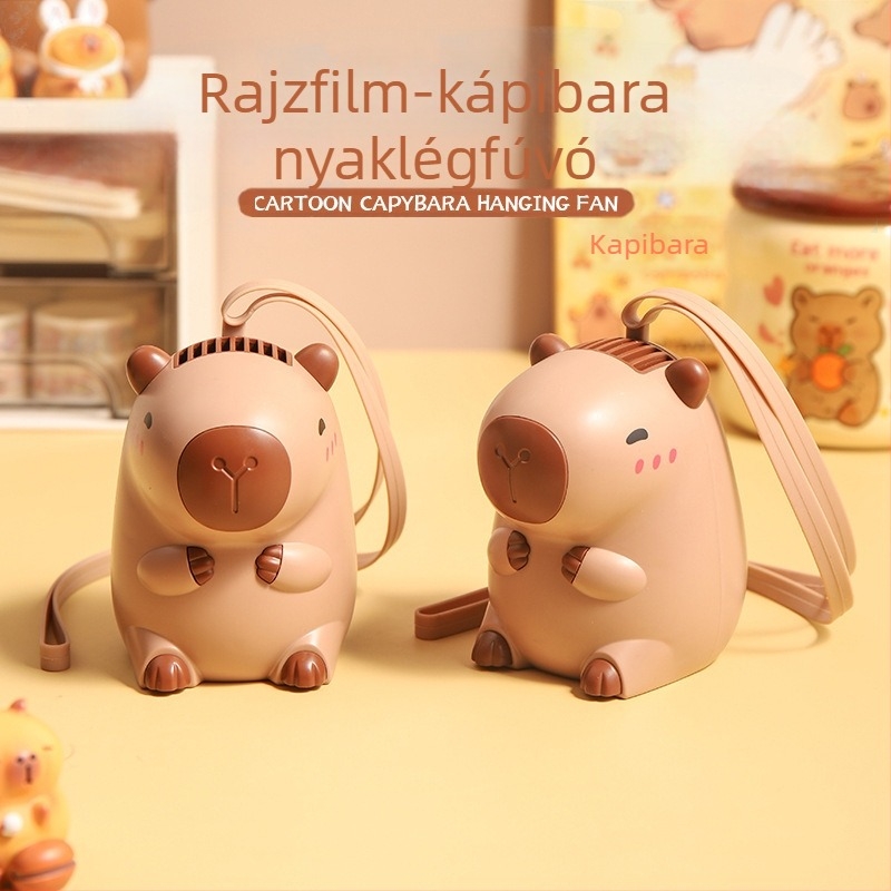 USB töltésű nyakventilátor, beépített akkumulátor 100-300 mAh, 2 lapát, capybara dizájn, zaj 70 dB vagy több, 3.7V 5W (USB töltés, akku 100-300 mAh, 3.7V, 5W, 2 lapát)