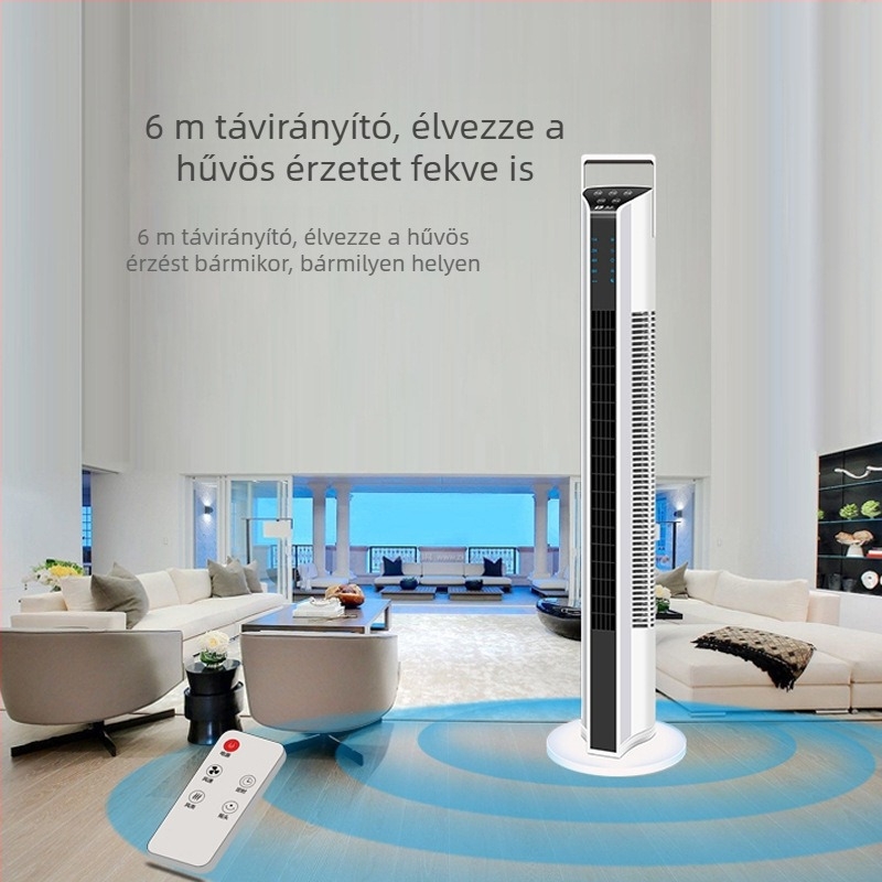 Szárny nélküli toronyventilátor - háztartási használatra, oldalirányú oszcilláció, 3 sebesség, 2–8 órás időzítő, távirányító, modell 2105