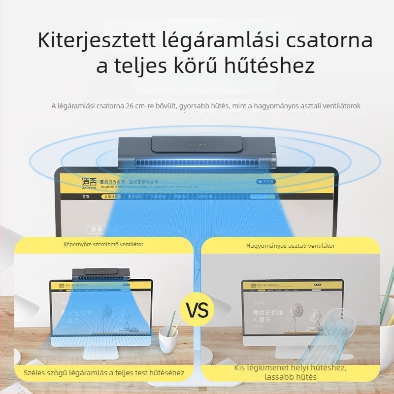 Lapát nélküli asztali toronyventilátor USB újratölthető akkumulátorral, 3 fokozat, csendes irodai ventilátor éjjeli fény