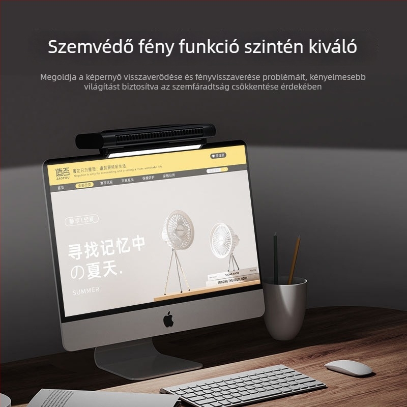 Lapát nélküli asztali toronyventilátor USB újratölthető akkumulátorral, 3 fokozat, csendes irodai ventilátor éjjeli fény
