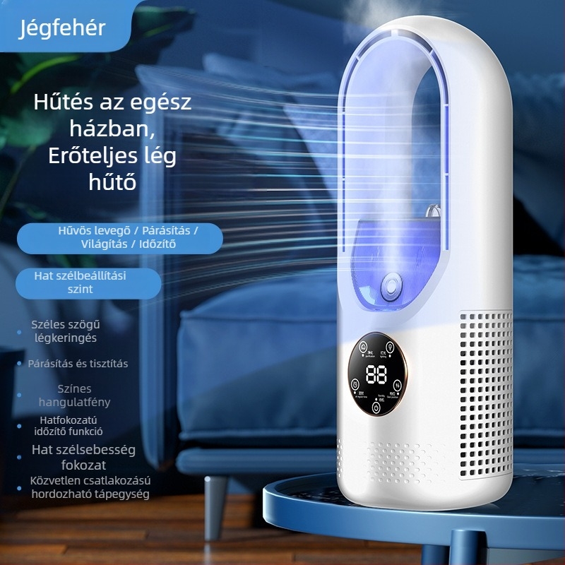 2025-ös új penge nélküli asztali ventilátor, erős légáramlat, otthoni használatra, permetező hűtés, időzítő, USB tápegység
