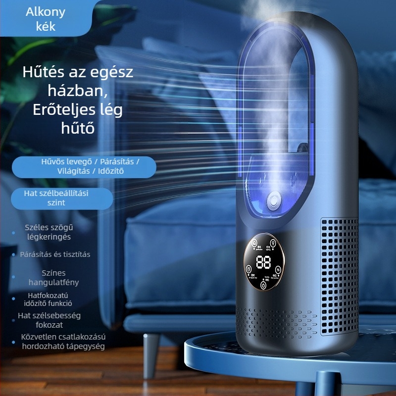 2025-ös új penge nélküli asztali ventilátor, erős légáramlat, otthoni használatra, permetező hűtés, időzítő, USB tápegység