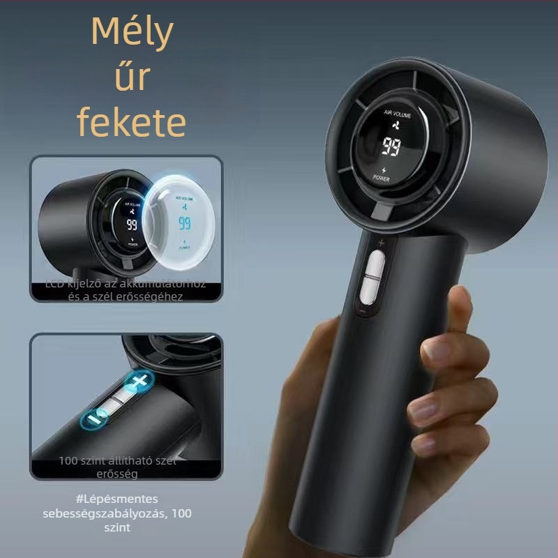 Mini kézi USB újratölthető turbo ventilátor digitális kijelzővel, kültéri, testreszabható