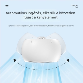 Bladeless asztali ventilátor USB-s táplálású, beépített 4000–6000 mAh-s akkumulátor, 6 sebességű digitális kijelző, csendes légáramlat, kompakt légtovábbító