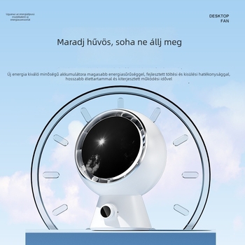 Bladeless asztali ventilátor USB-s táplálású, beépített 4000–6000 mAh-s akkumulátor, 6 sebességű digitális kijelző, csendes légáramlat, kompakt légtovábbító
