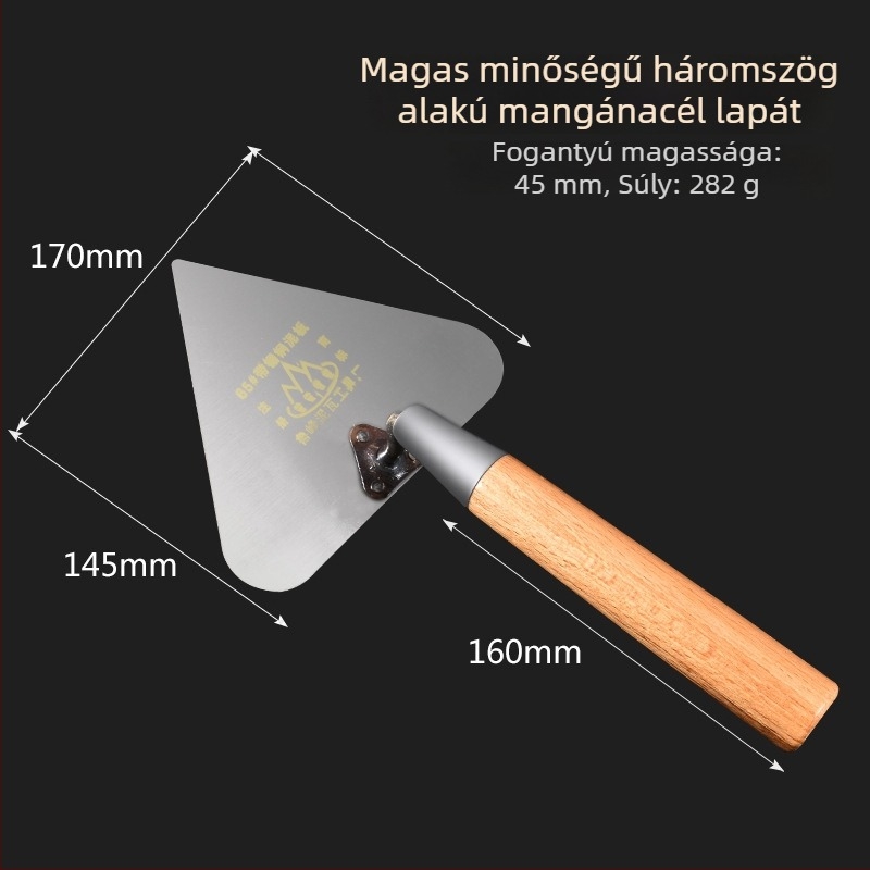Lu Feng téglázó kanál, őszibarack alakú, nagy, 200 mm hosszú, 1 mm vastagság