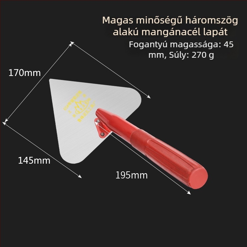 Lu Feng téglázó kanál, őszibarack alakú, nagy, 200 mm hosszú, 1 mm vastagság