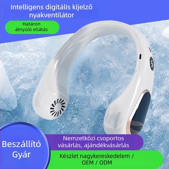 Nyakban hordható ventilátor – beépített 2000–4000mAh akkumulátor, USB újratöltés, lapát nélküli turbina, 5 sebesség, üzemidő 6–8 óra