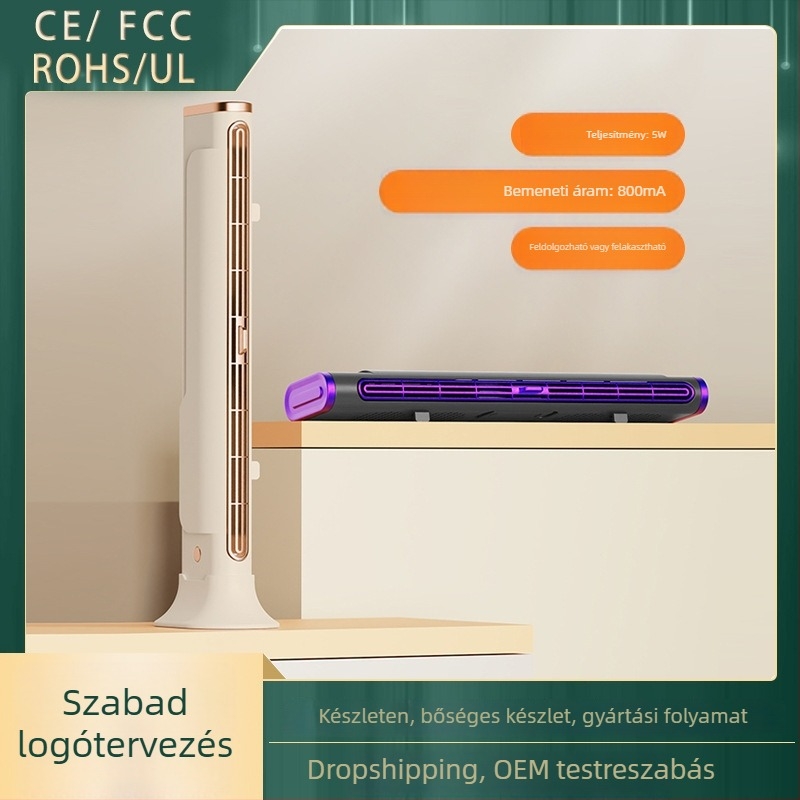 Beépített 4000mAh-s akkumulátorral, USB-vezérelt toronyventilátor otthoni használatra, természetes szélű, 3 fokozat, falra vagy talpra szerelhető, alacsony zaj (<36 dB)