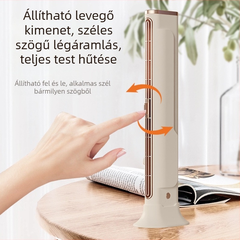 Beépített 4000mAh-s akkumulátorral, USB-vezérelt toronyventilátor otthoni használatra, természetes szélű, 3 fokozat, falra vagy talpra szerelhető, alacsony zaj (<36 dB)