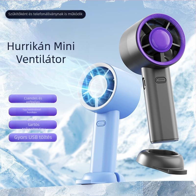 USB újratölthető kézi ventillátor lapát nélküli, asztali tartóval, mini, hordozható ajándék
