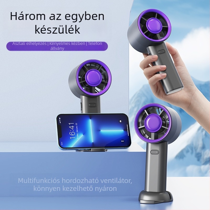 USB újratölthető kézi ventillátor lapát nélküli, asztali tartóval, mini, hordozható ajándék