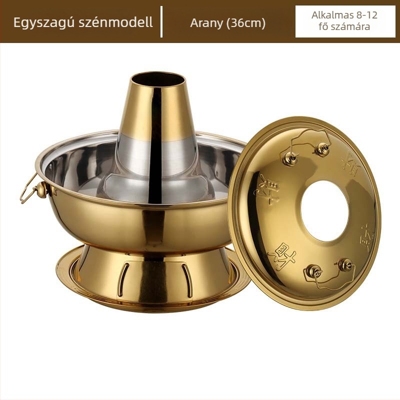 Kínai stílusú forró fazék rézimitációval, rozsdamentes acél 201 edény, kapacitás 2,1–4 L, márka Yaojia le, otthoni használatra, nem elektromos