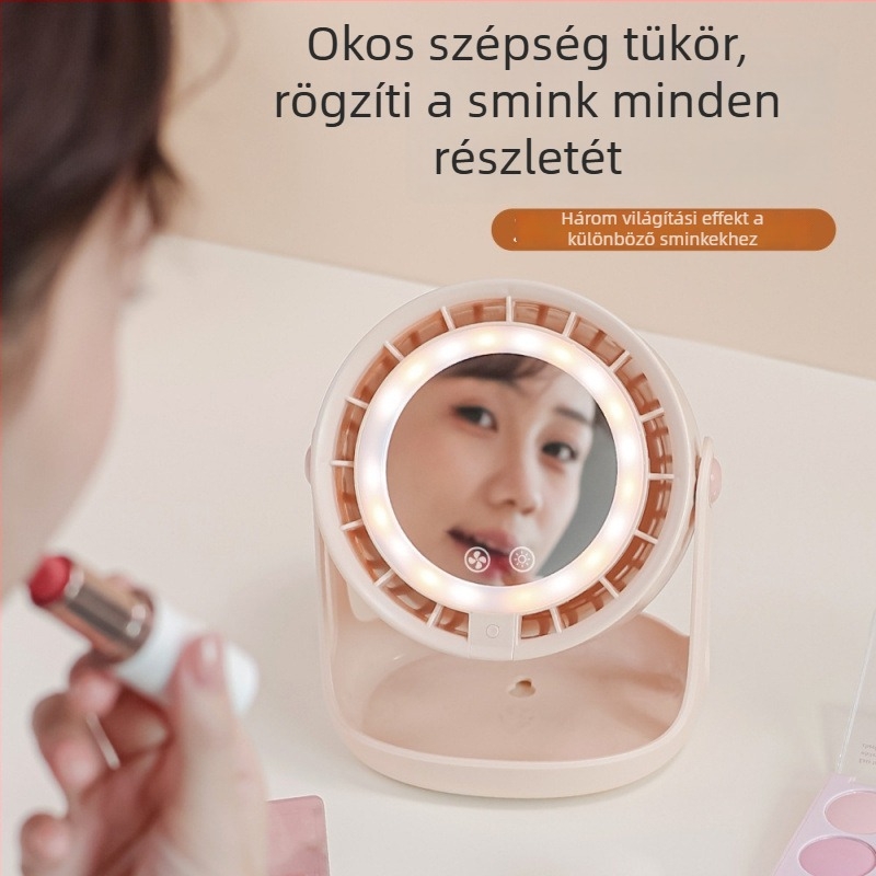 USB asztali ventilátor éjszakai fény, lapát nélküli turbina, beépített akkumulátor 2000–4000 mAh, 5 sebesség, zaj 36 dB alatt, brushless motor