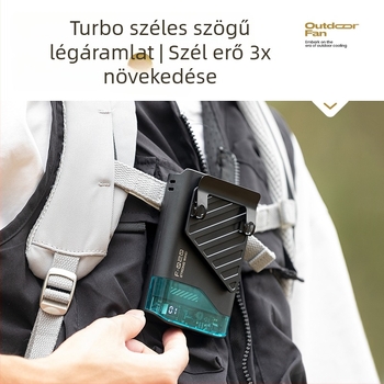 Nyak- és derékra viselhető lapát nélküli turbina ventilátor, 3 sebesség, cserélhető 300–500 mAh akkumulátor, 3–6 órás üzemidő, alacsony zaj