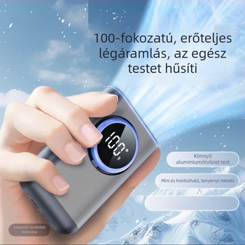 Ultra vékony öv-ventilátor, hordozható, beépített akkumulátorral, USB tápegységgel, 5 fokozatú légáramlás, kültéri használatra