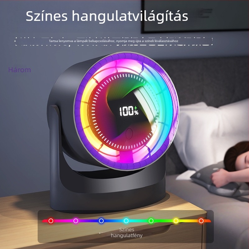 Asztali lapát nélküli ventilátor, hordozható, újratölthető, nagy sebességű turbinás légáramlás