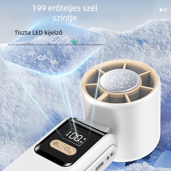 Kézben tartható lapát nélküli ventilátor, USB-töltés, brushless motor, 2000–4000 mAh akkumulátor, zaj < 36 dB