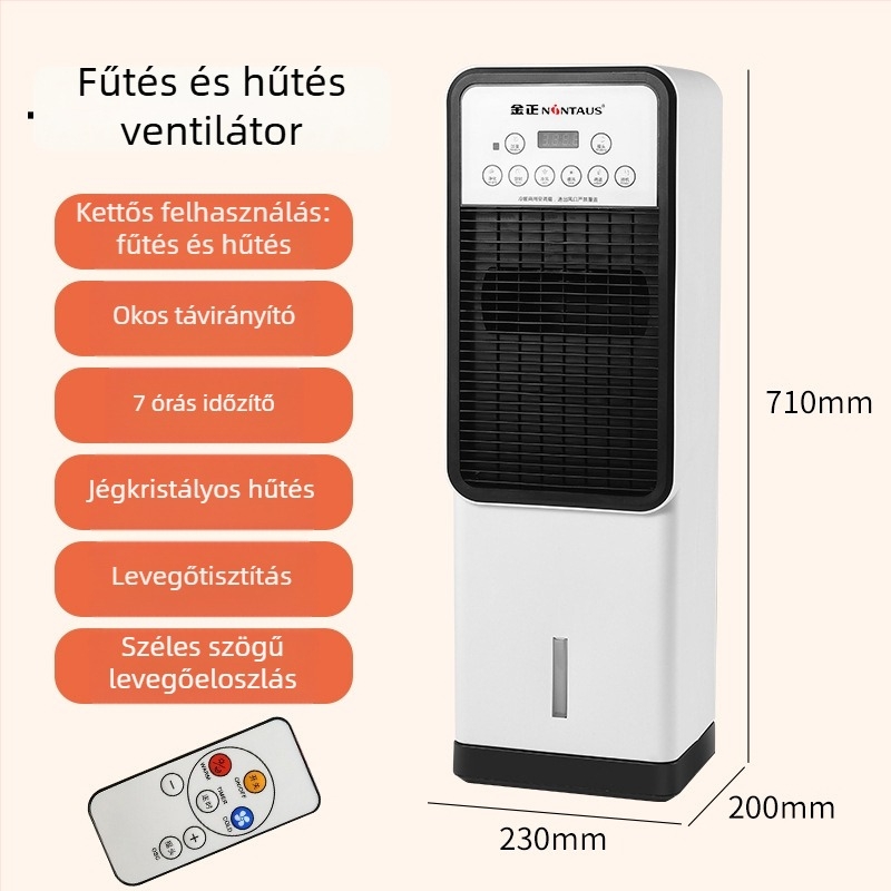 Pálcátlan hűtő-fűtő ventilátor függőleges fűtőtesttel, 1800W, 220V, távirányító, 3 sebesség, 8 órás időzítő