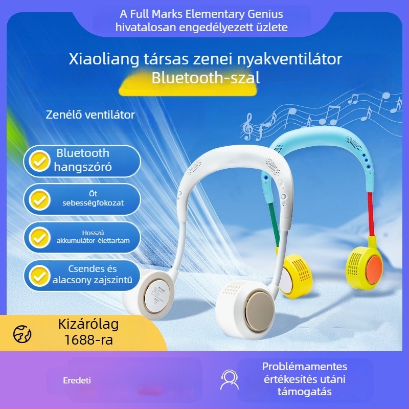 Bluetooth nyakba akasztható ventilátor, bladeless, hordozható és csendes kültéri sportokhoz