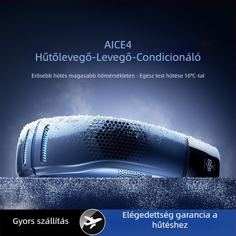 Nyakba akasztható ventilátor lapát nélküli kialakítással • beépített akkumulátor 2000–4000 mAh • USB töltés • brushless motor