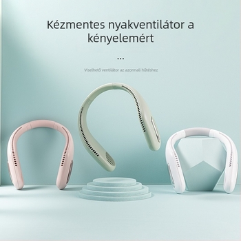 Penge nélküli nyakventilátor USB-töltéssel, beépített 2000–4000 mAh akkumulátor, üzemidő 6–8 óra, zaj < 40 dB