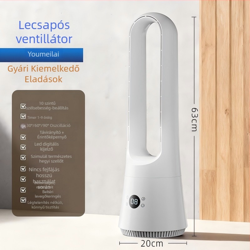 Intelligens penge nélküli asztali és álló ventilátor távirányítóval, 220V, 20W, 45–50 dB, időzítő több mint 8 óra, természetes szél