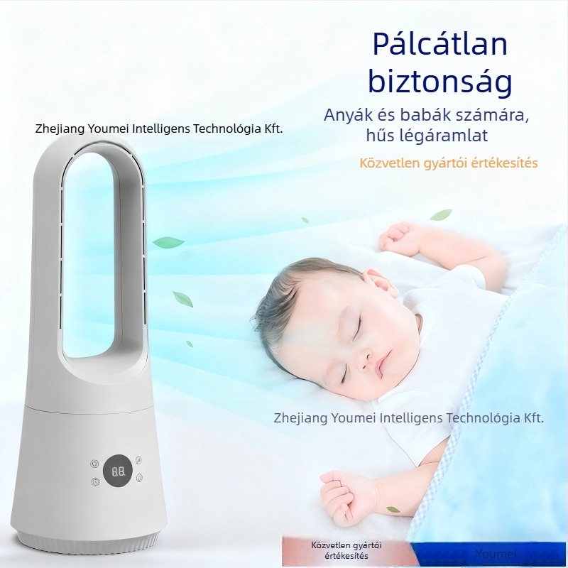 Lamellamentes álló ventilátor érintőképernyővel, oszcillációval és távirányítóval; 220V, 50Hz, 30W, brushless motor