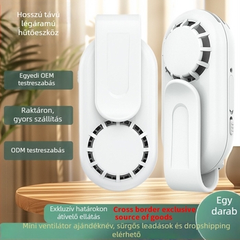 Beépített 300–500 mAh akkumulátorú, USB-s működtetésű bladeless klipszes mini ventilátor, 3 sebesség, 3–6 óra üzemidő, nyakpánt