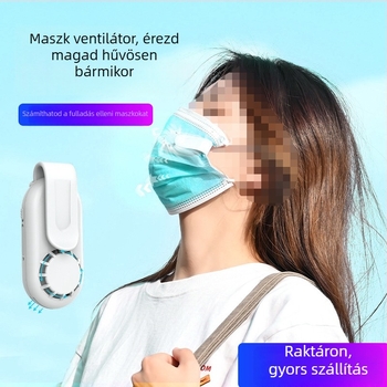 Beépített 300–500 mAh akkumulátorú, USB-s működtetésű bladeless klipszes mini ventilátor, 3 sebesség, 3–6 óra üzemidő, nyakpánt