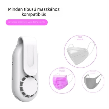 Beépített 300–500 mAh akkumulátorú, USB-s működtetésű bladeless klipszes mini ventilátor, 3 sebesség, 3–6 óra üzemidő, nyakpánt