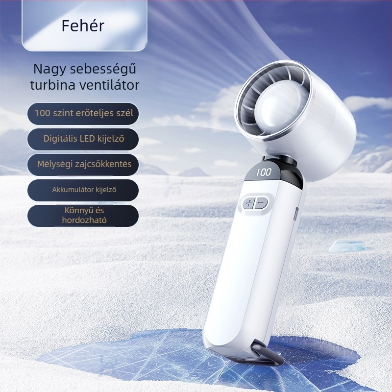 Mini USB lapát nélküli ventilátor, hordozható, beépített akkumulátorral, brushless motorral, 3 sebesség, 1–3 óra üzemidő
