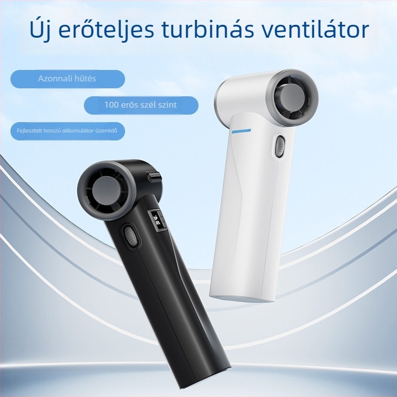 F2 Lapát nélküli kézi turbánventilátor – 6 sebesség, USB újratöltés, brushless motor, 6000mAh akkumulátor, alacsony zajszint, kültéri használatra
