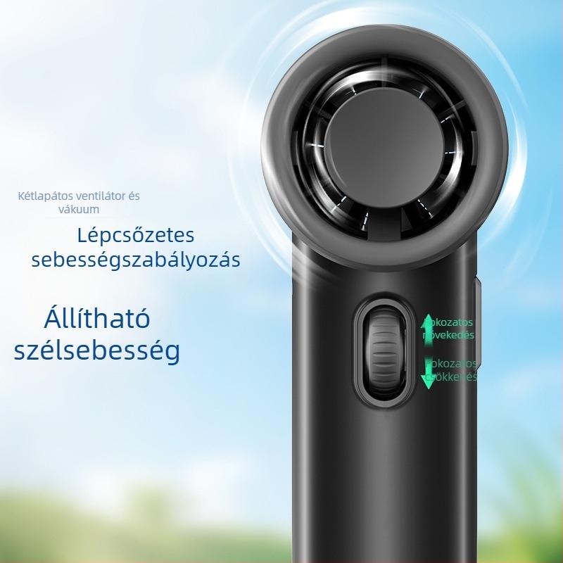 F2 Lapát nélküli kézi turbánventilátor – 6 sebesség, USB újratöltés, brushless motor, 6000mAh akkumulátor, alacsony zajszint, kültéri használatra