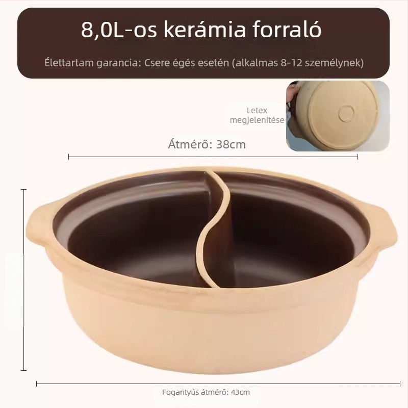 Mandarin Duck Hot Pot – nem glazurált kerámia, 4.1–6 L, gázégővel kompatibilis, Ancient Flavor modell, tapadásmentes