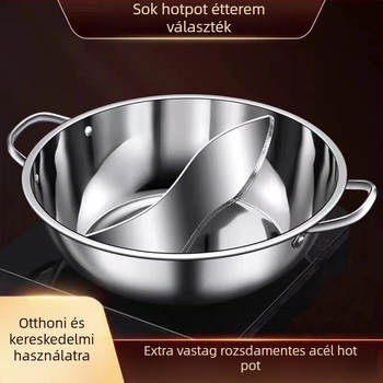304 rozsdamentes acélból készült hot pot, vastag test, üvegfedő, modell WF-XFY1, kapacitás 2,1–4 L, tömeg 1,5 kg